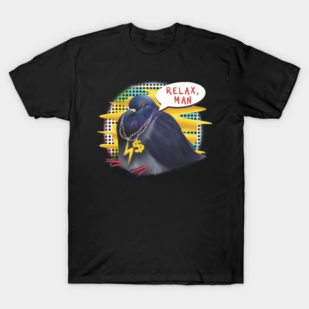 Funny pigeon sitting Relax man T-Shirt by Meakm